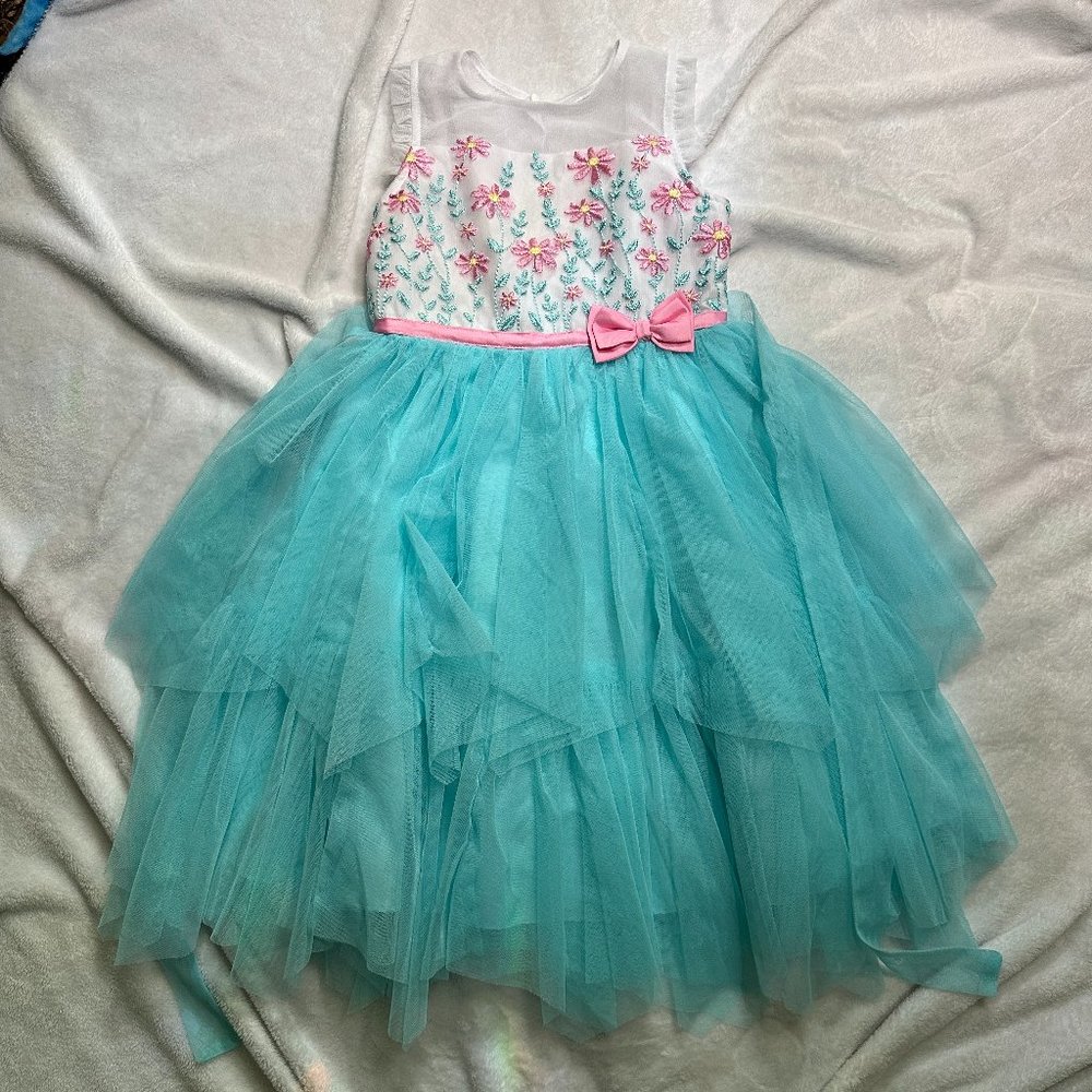 Jona Michelle Blue Lace Tulle Special Occasion Dress Girls Size 5T